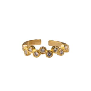 Diamond & Gold Zig Zag Stackable Adjustable Ring