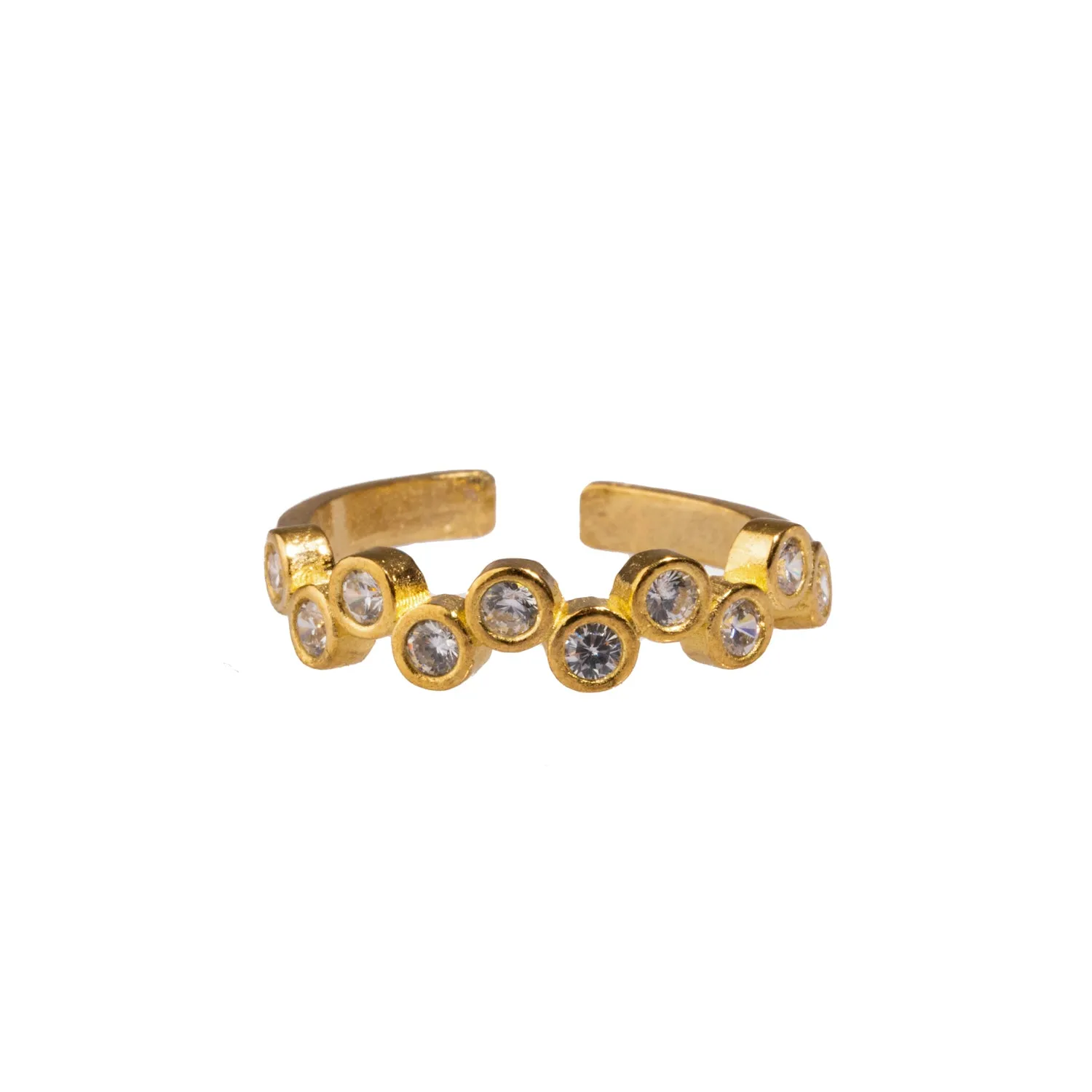Diamond & Gold Zig Zag Stackable Adjustable Ring