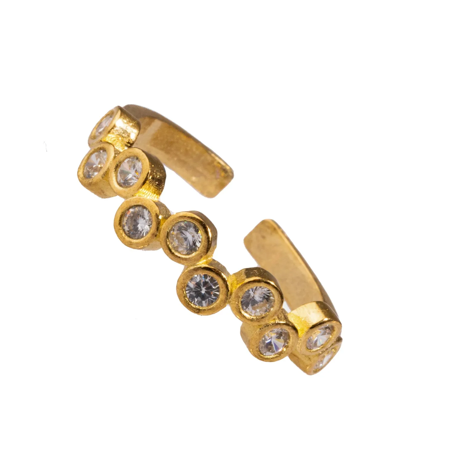 Diamond & Gold Zig Zag Stackable Adjustable Ring