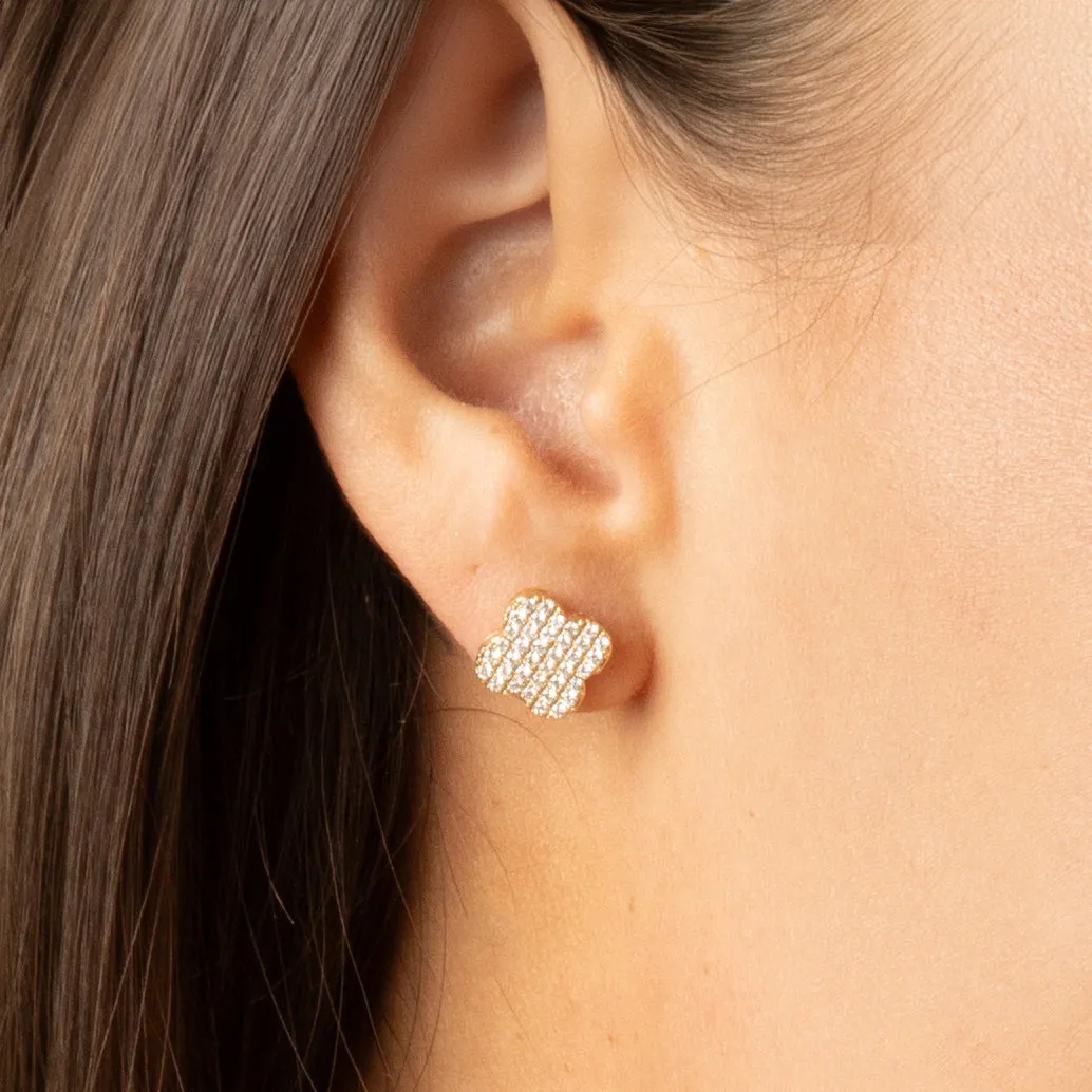 Diamond Clover Stud Earrings