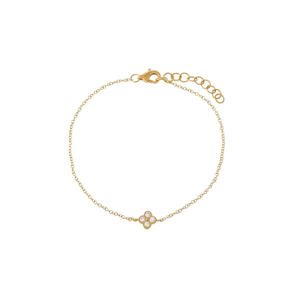 Diamond Four Leaf Clover Bracelet 14K