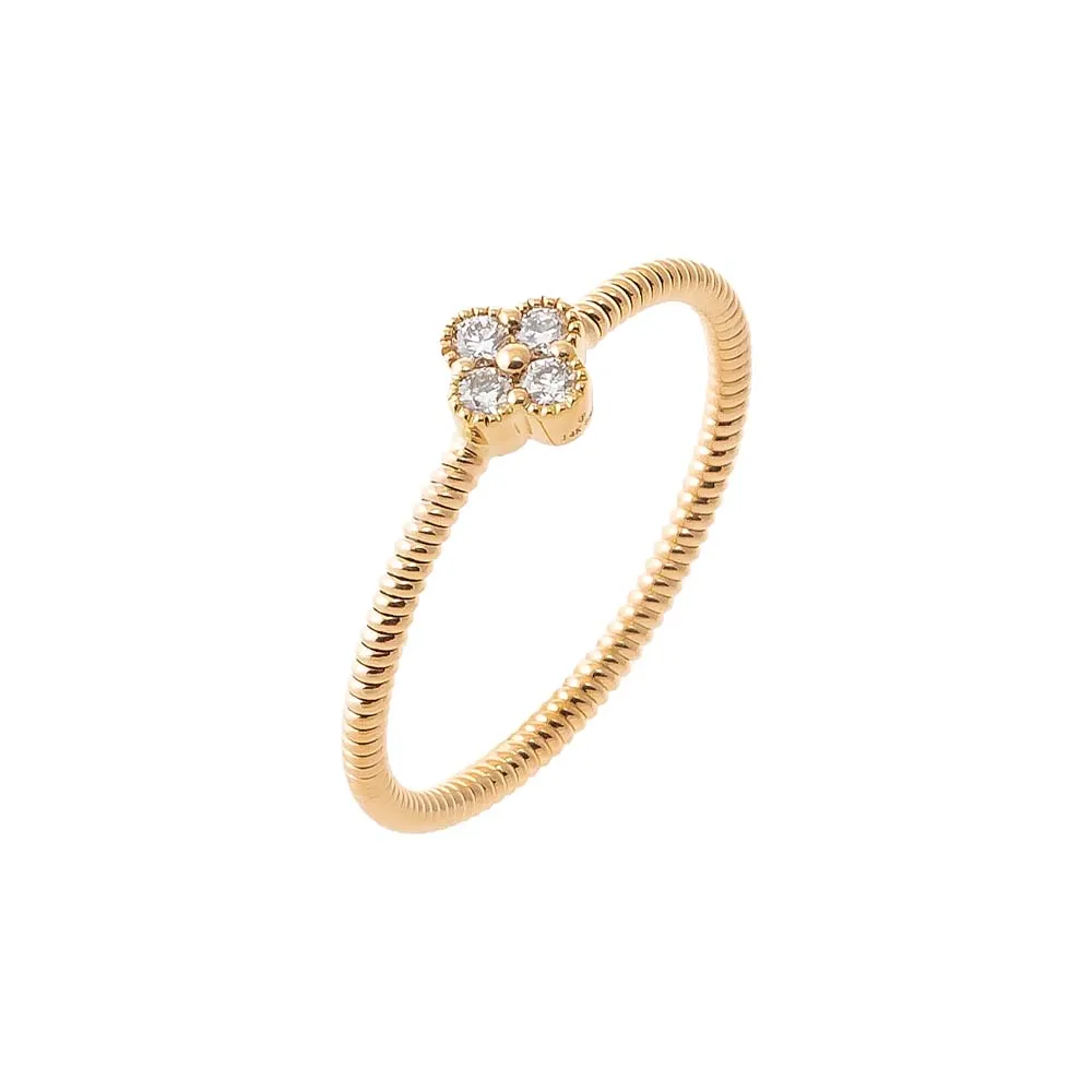 Diamond Four Leaf Clover Ring 14K
