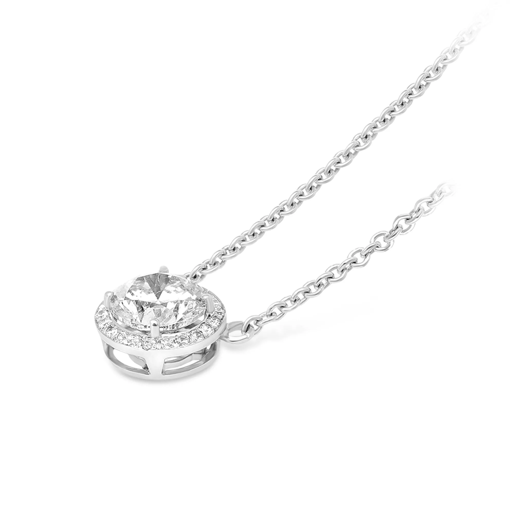 Diamond Halo Pendant Necklace - 1.75 Carat