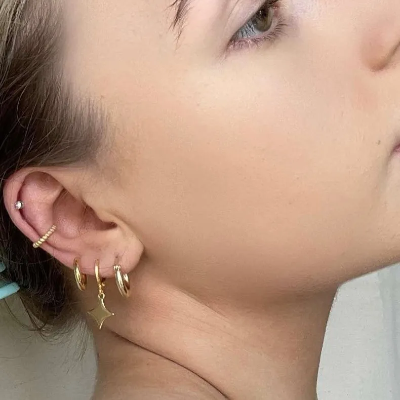 Diamond Huggie Hoops, Gold