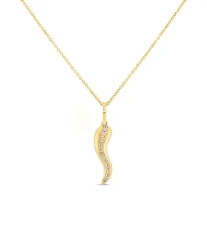 Diamond Line Italian Horn Cornicello Necklace