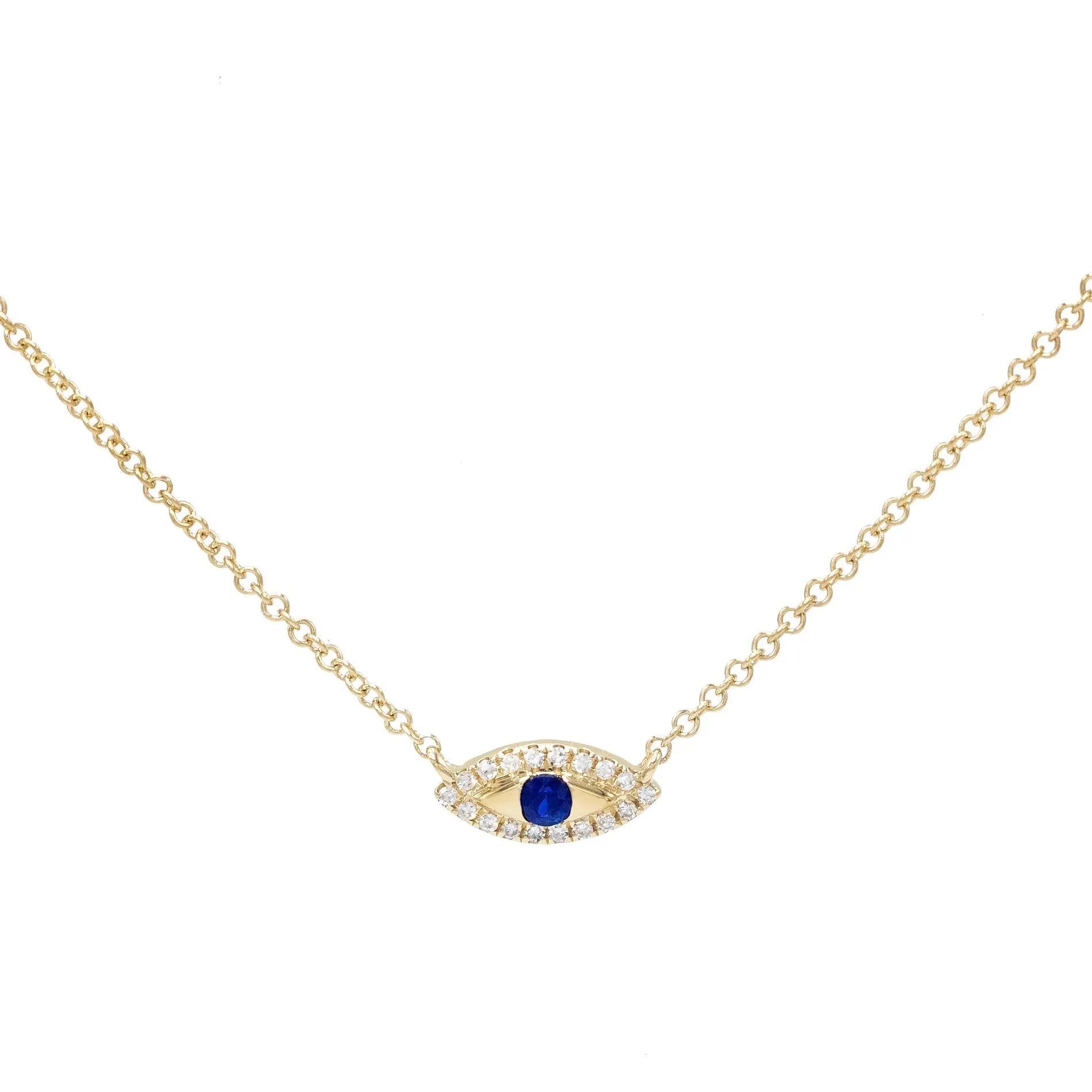 Diamond Mini Evil Eye Necklace 14K