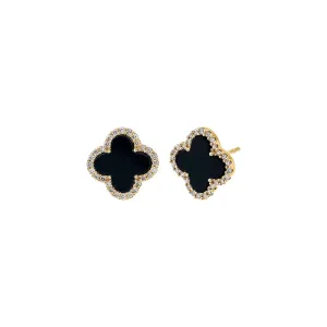 Diamond Pave Colored Stone Clover Earring 14K