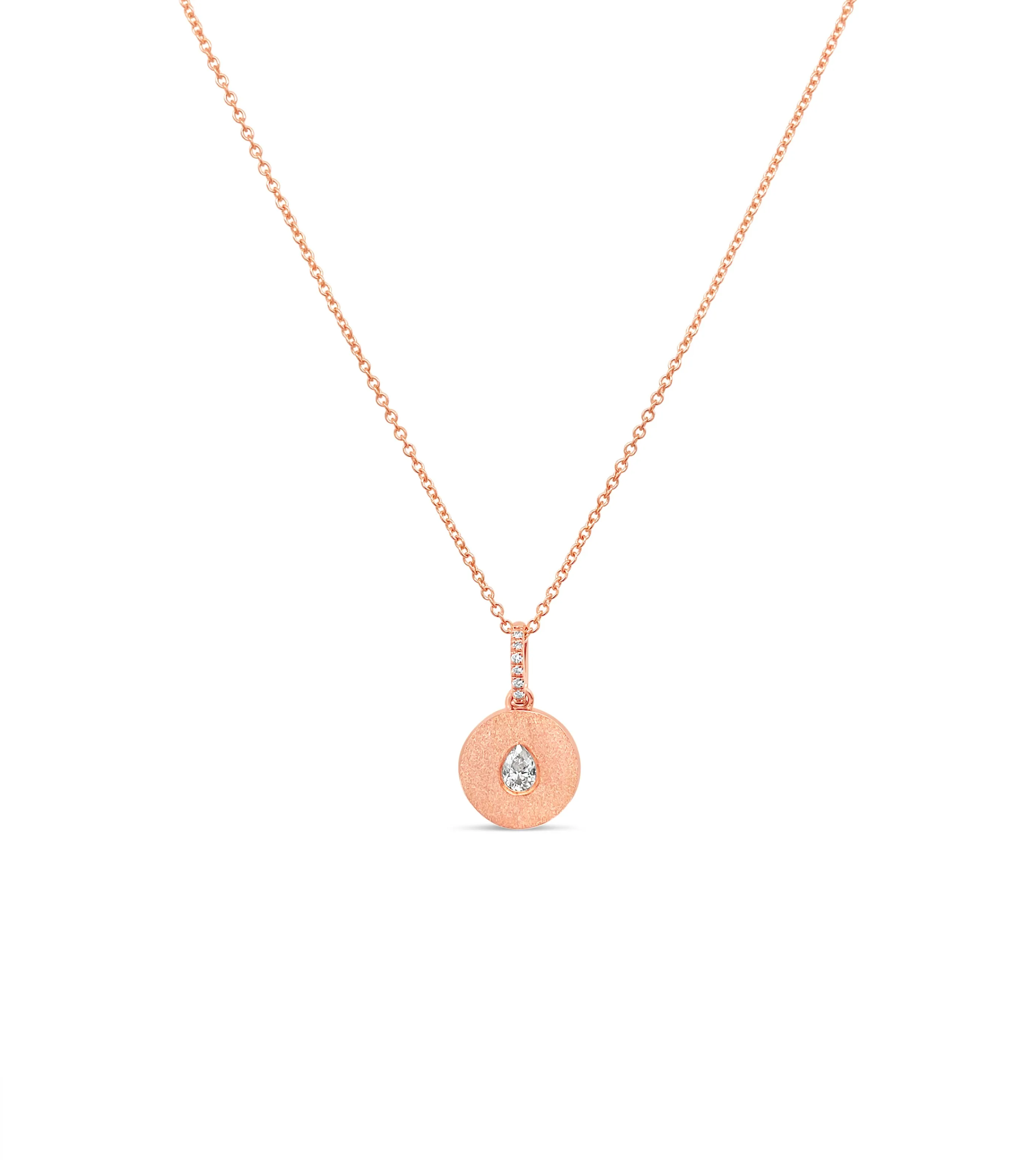 Diamond Pear Flush Disc Necklace