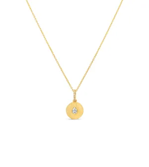 Diamond Pear Flush Disc Necklace