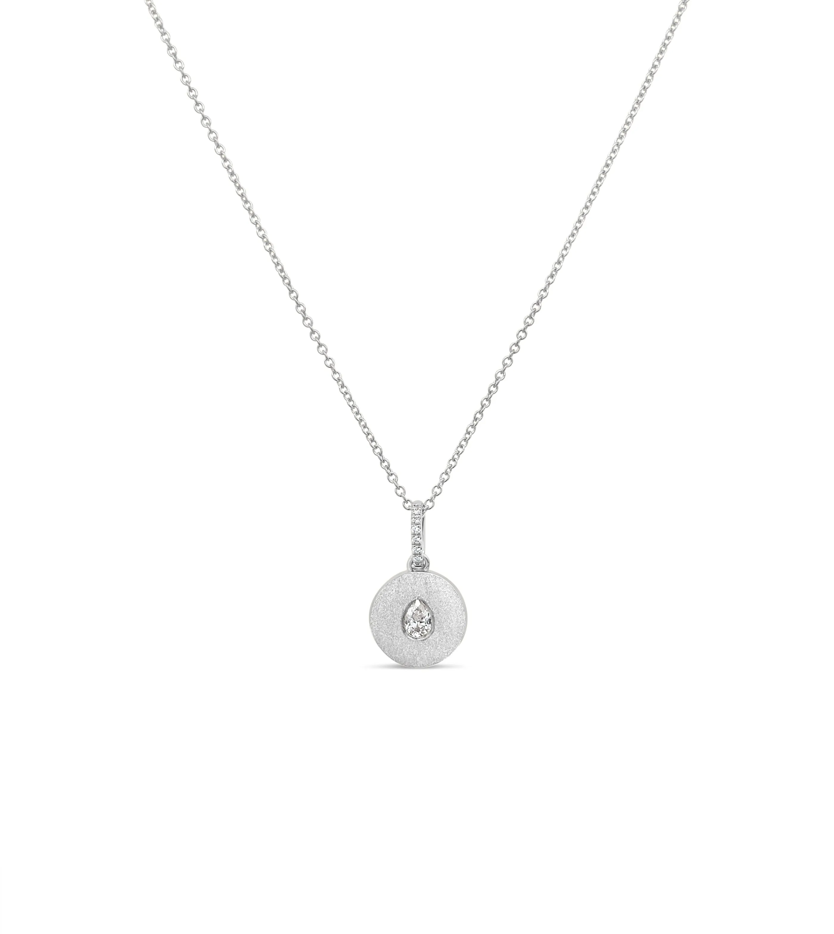 Diamond Pear Flush Disc Necklace
