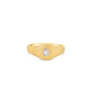 Diamond Pear Signet Ring
