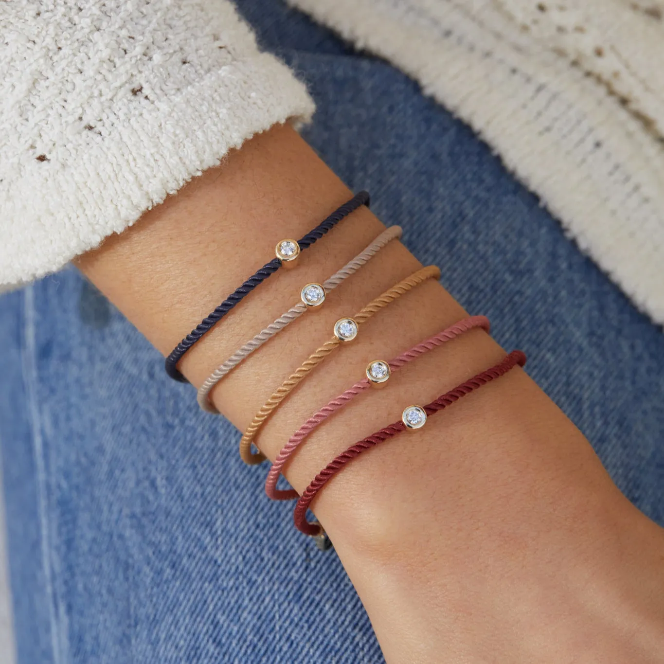 Diamond Pillow Cord Bracelet In Midnight