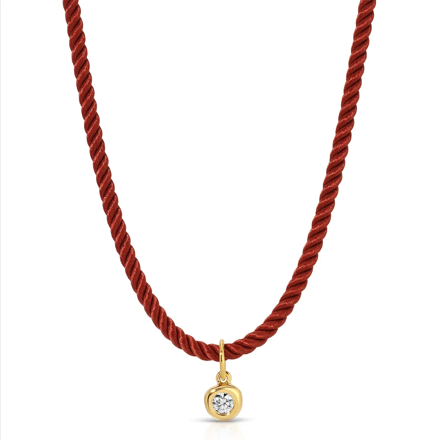 Diamond Pillow Cord Necklace In Peony