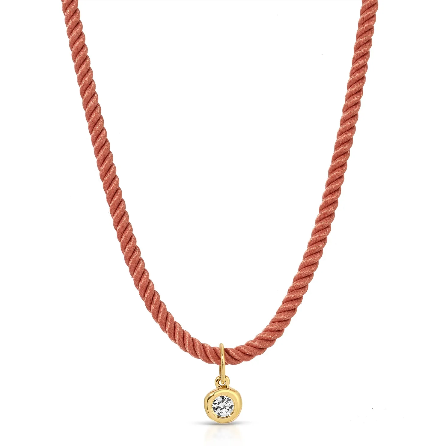 Diamond Pillow Cord Necklace In Peony