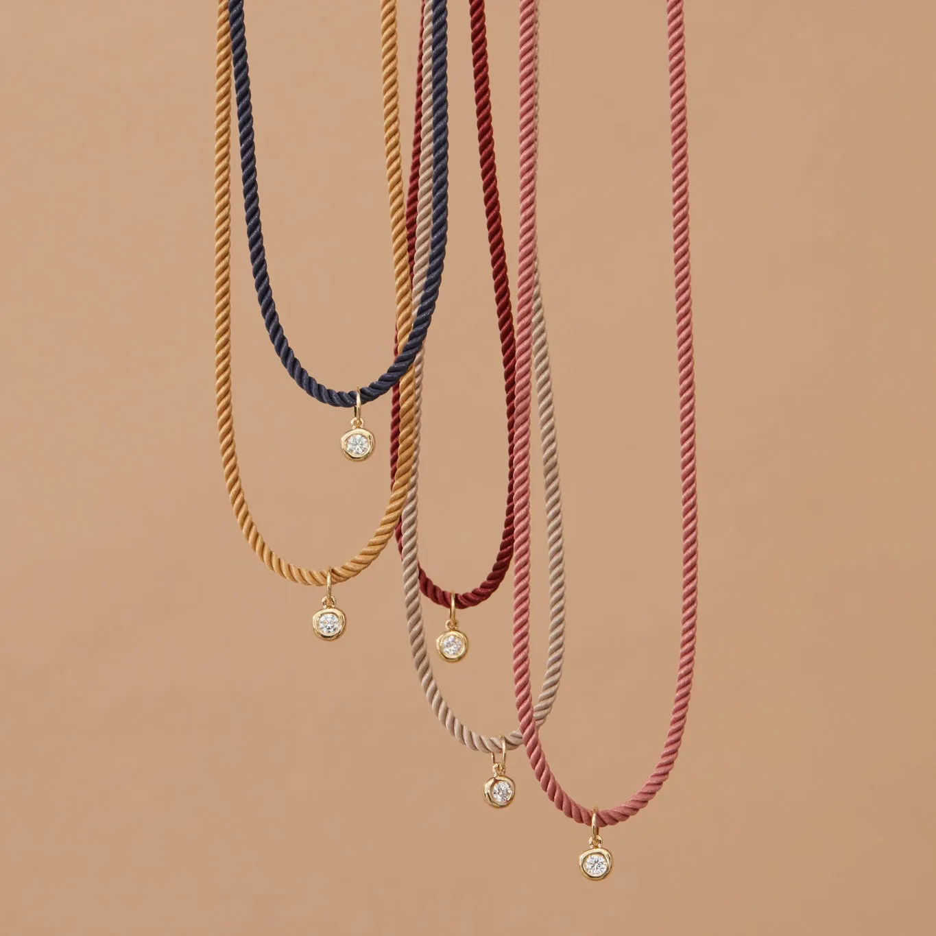 Diamond Pillow Cord Necklace In Peony