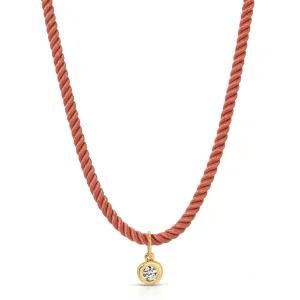 Diamond Pillow Cord Necklace In Peony