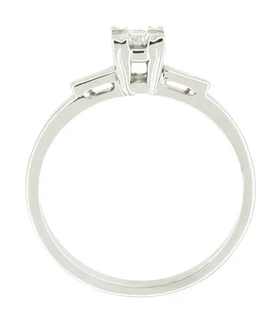 Diamond Solitaire Antique Engagement Ring in 14 Karat White Gold