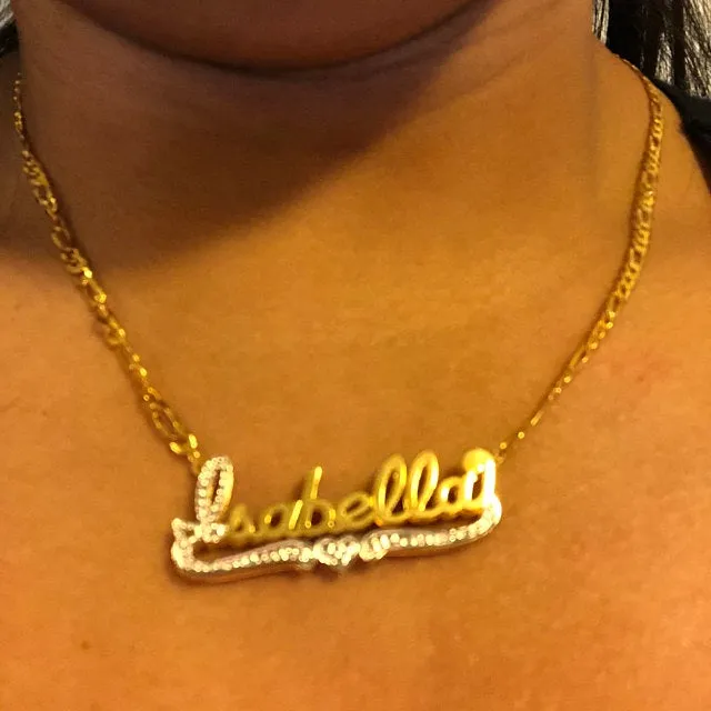 Double Plated 3D Beaded Initial Name Necklace