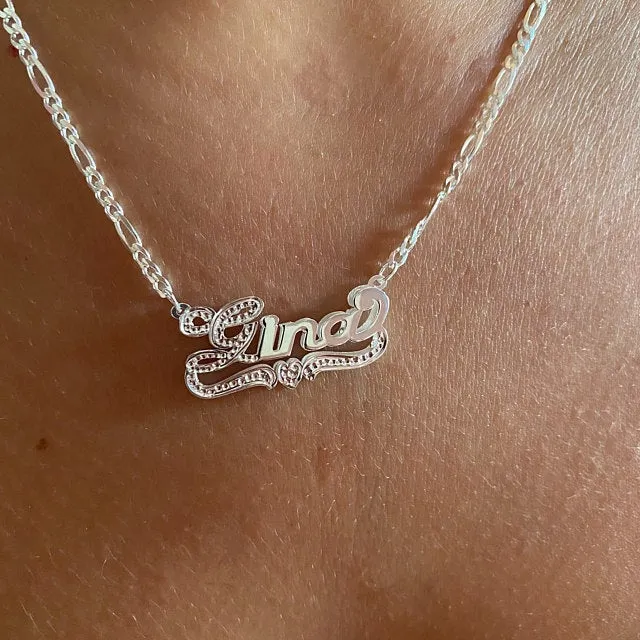 Double Plated 3D Beaded Initial Name Necklace