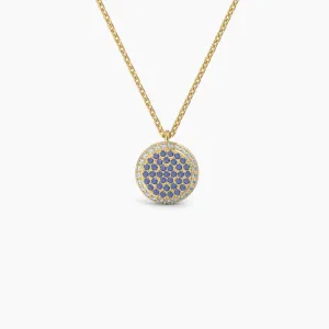 Double Sided Diamond & Sapphire Round Shaped AMoré Pavé Necklace