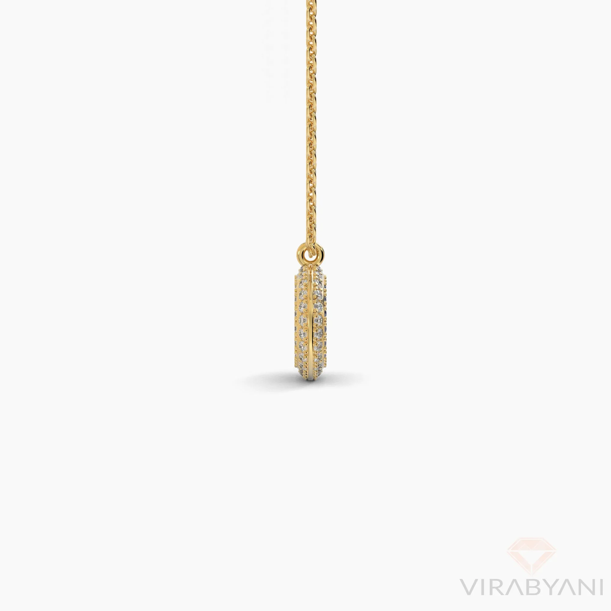 Double Sided Diamond & Sapphire Round Shaped AMoré Pavé Necklace