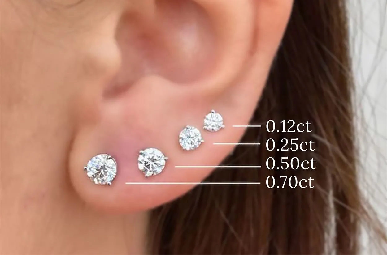 Earrings 0.81 cts Natural Round Diamonds H SI1 Platinum Studs