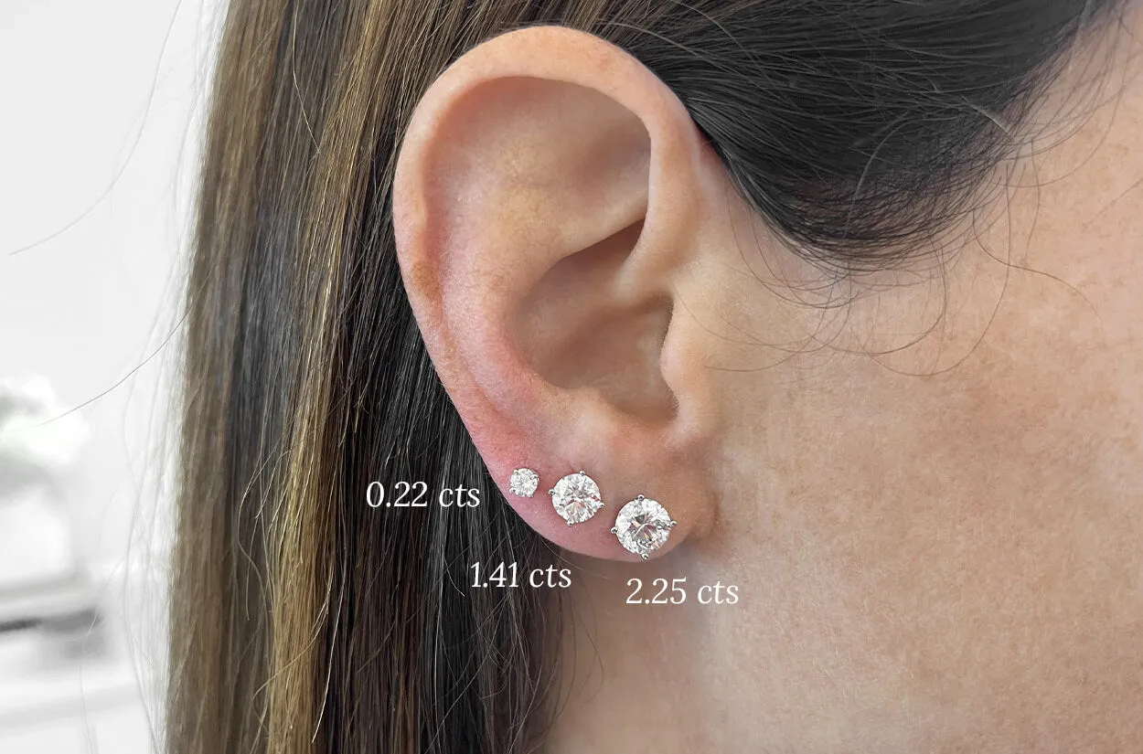 Earrings 1.41 cts Round Diamonds G SI2 18kt Gold Studs