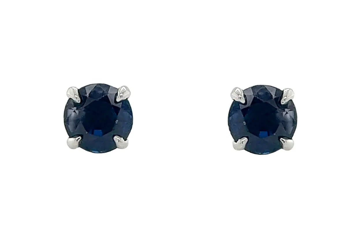 Earrings 18kt Gold 4 Prongs Blue Sapphires Studs