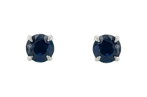 Earrings 18kt Gold 4 Prongs Blue Sapphires Studs