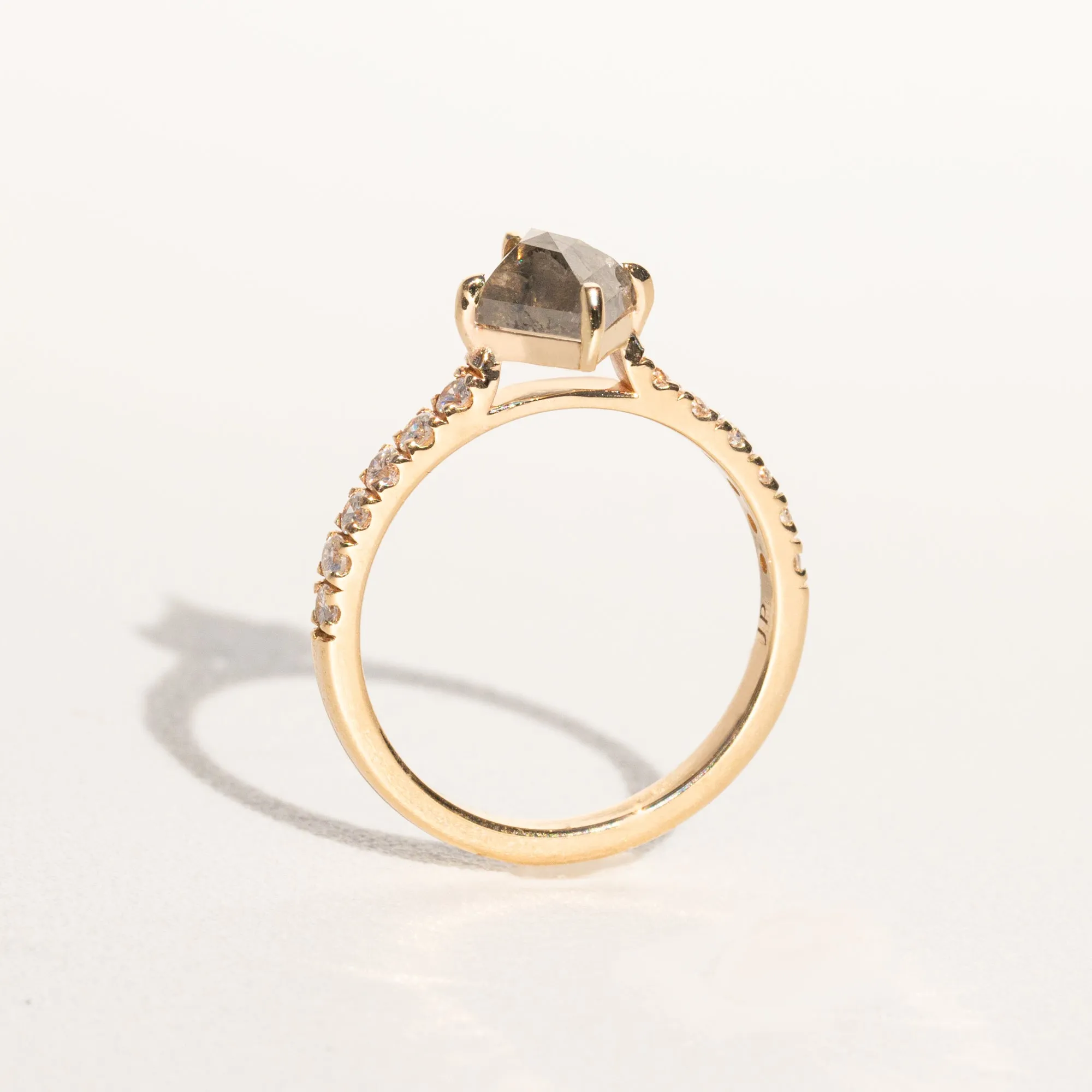 Edith 1.5CT Kite Cut Salt and Pepper Diamond Ring