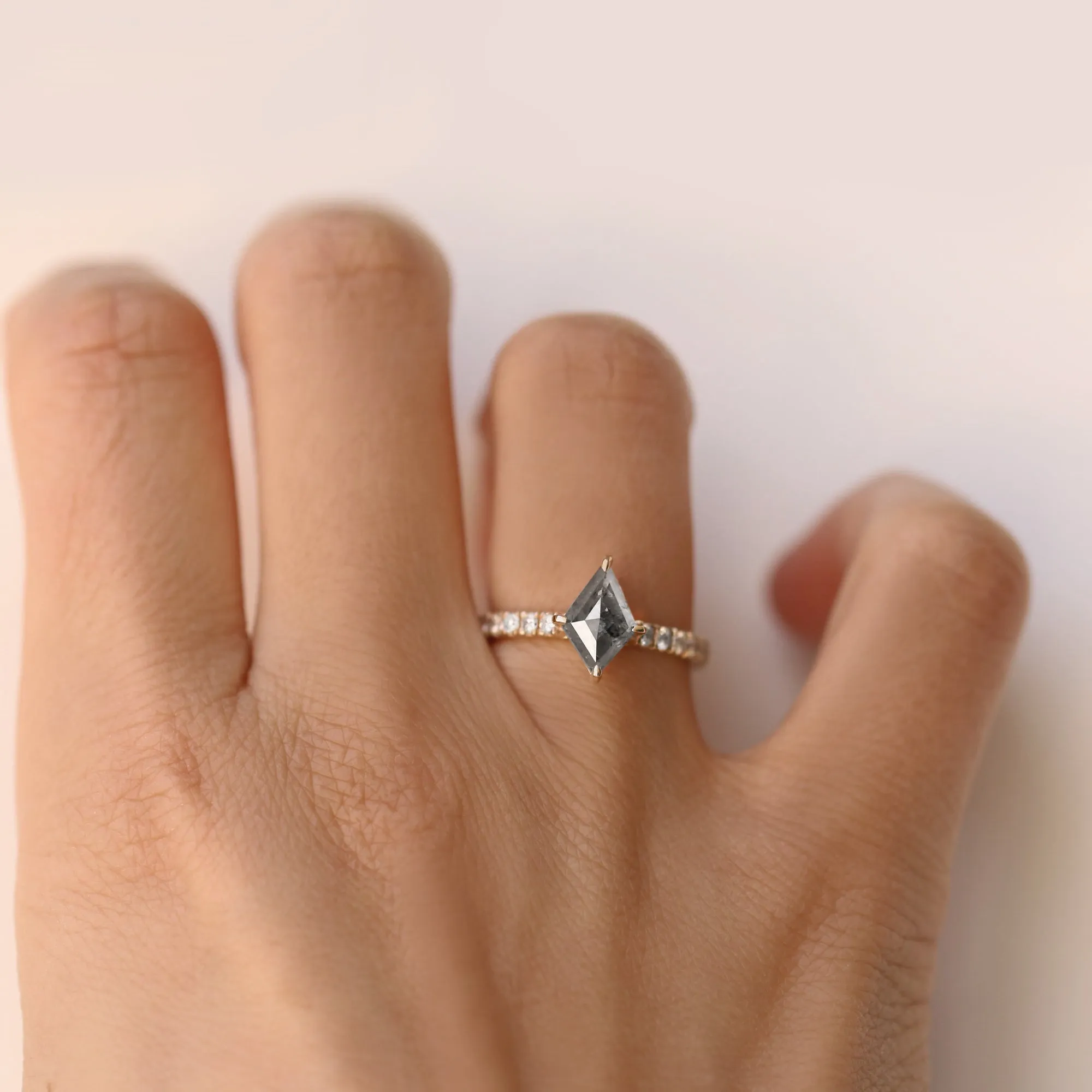 Edith 1.5CT Kite Cut Salt and Pepper Diamond Ring