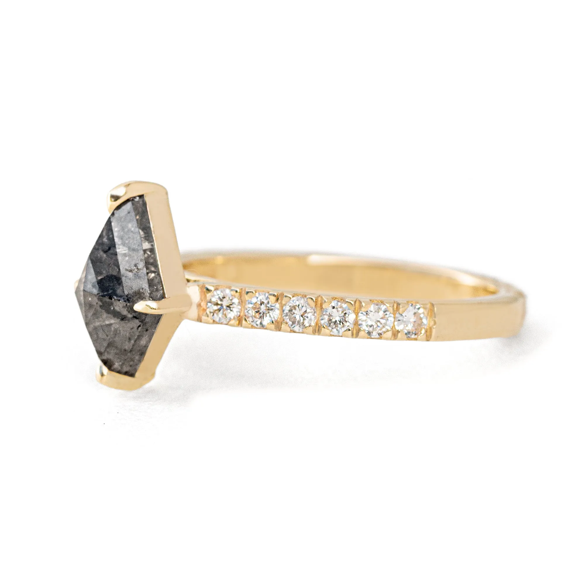 Edith 1.5CT Kite Cut Salt and Pepper Diamond Ring
