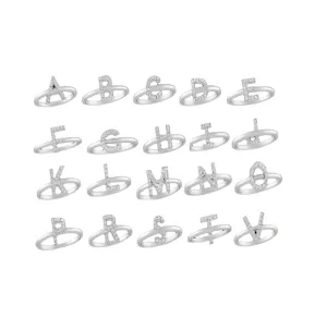 Elegant Sterling Silver Band Ring with Sparkling Cubic Zirconia Alphabet Initial Letters