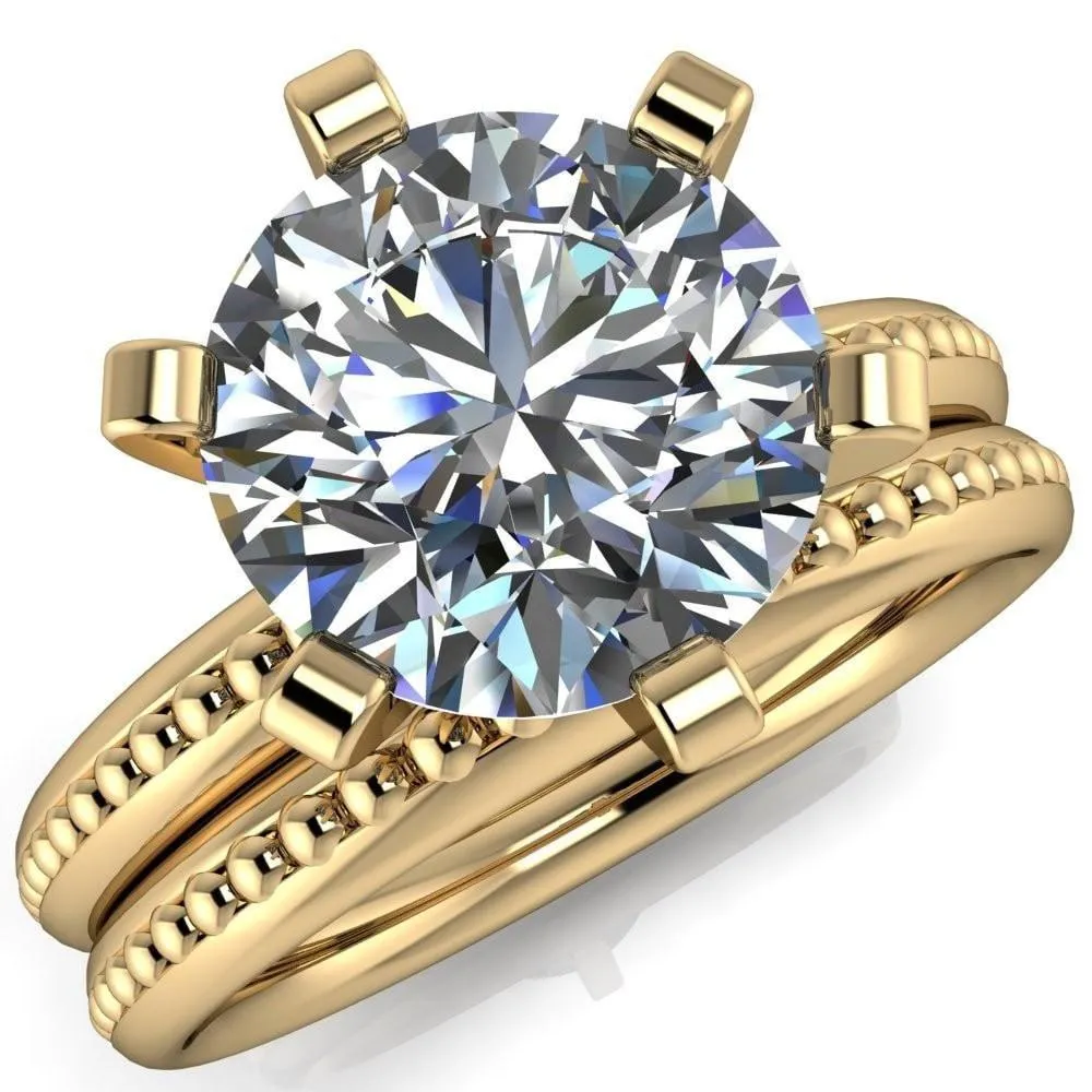 Eleonor Round Center Stone Timeless 6 Prong Milgrain Solitaire Ring