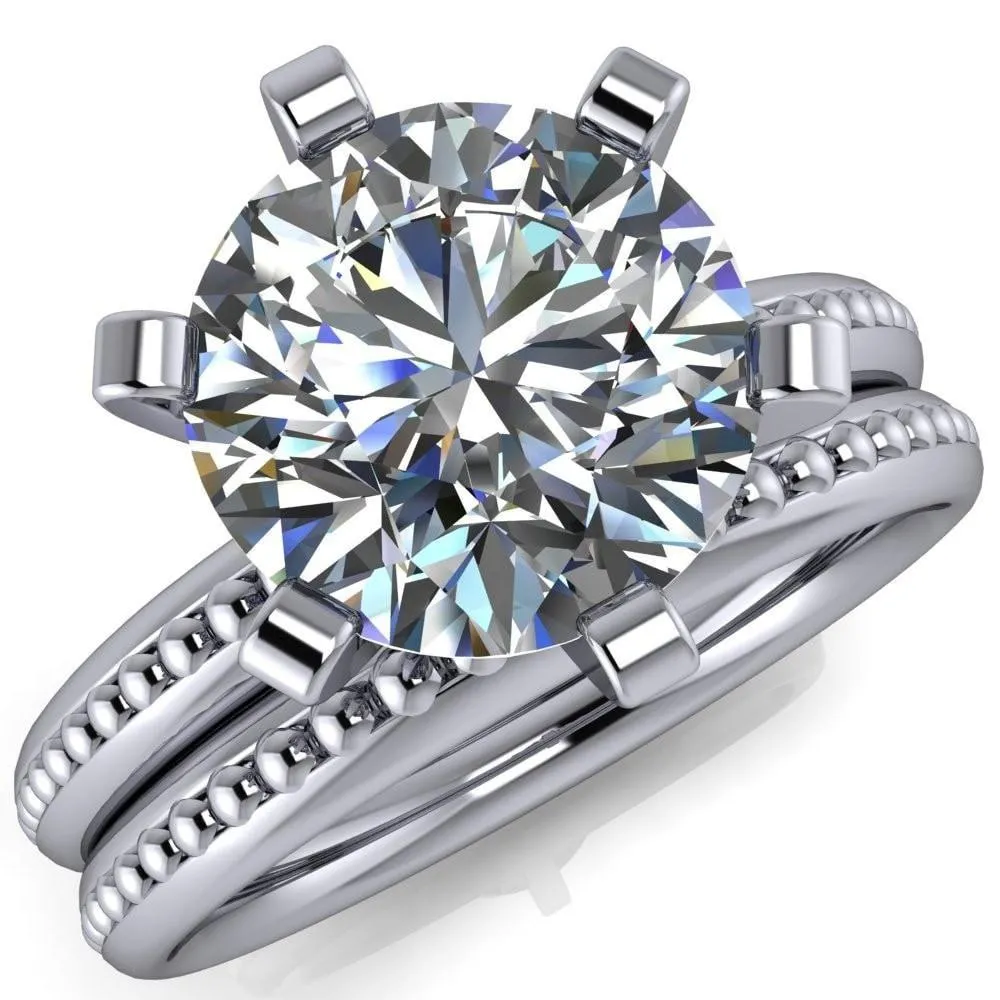 Eleonor Round Center Stone Timeless 6 Prong Milgrain Solitaire Ring