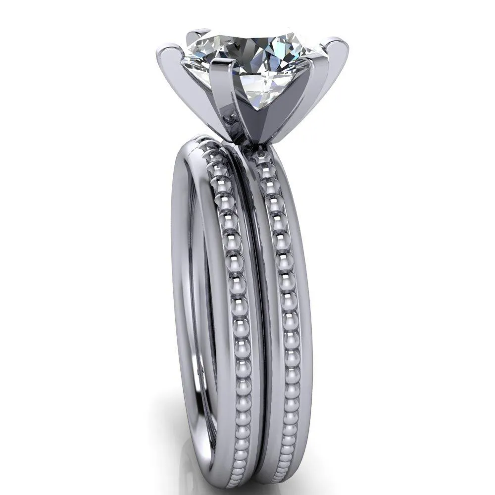 Eleonor Round Center Stone Timeless 6 Prong Milgrain Solitaire Ring