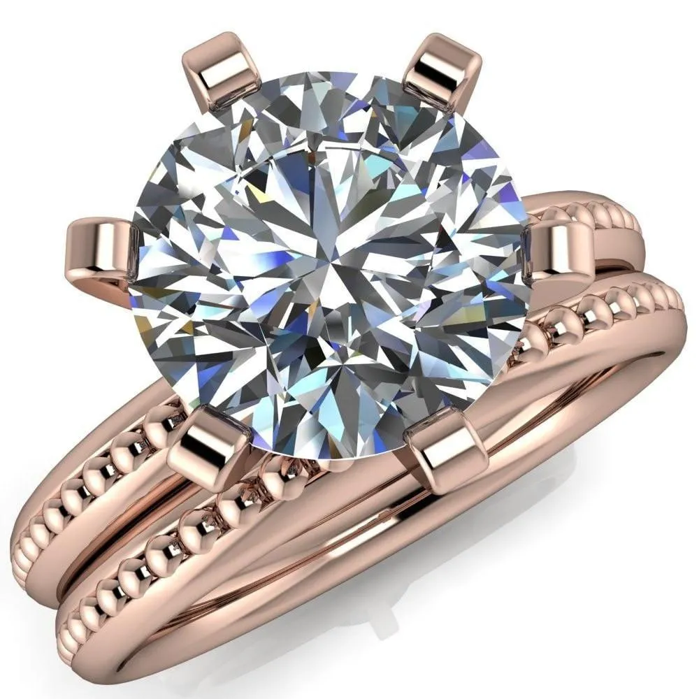Eleonor Round Center Stone Timeless 6 Prong Milgrain Solitaire Ring