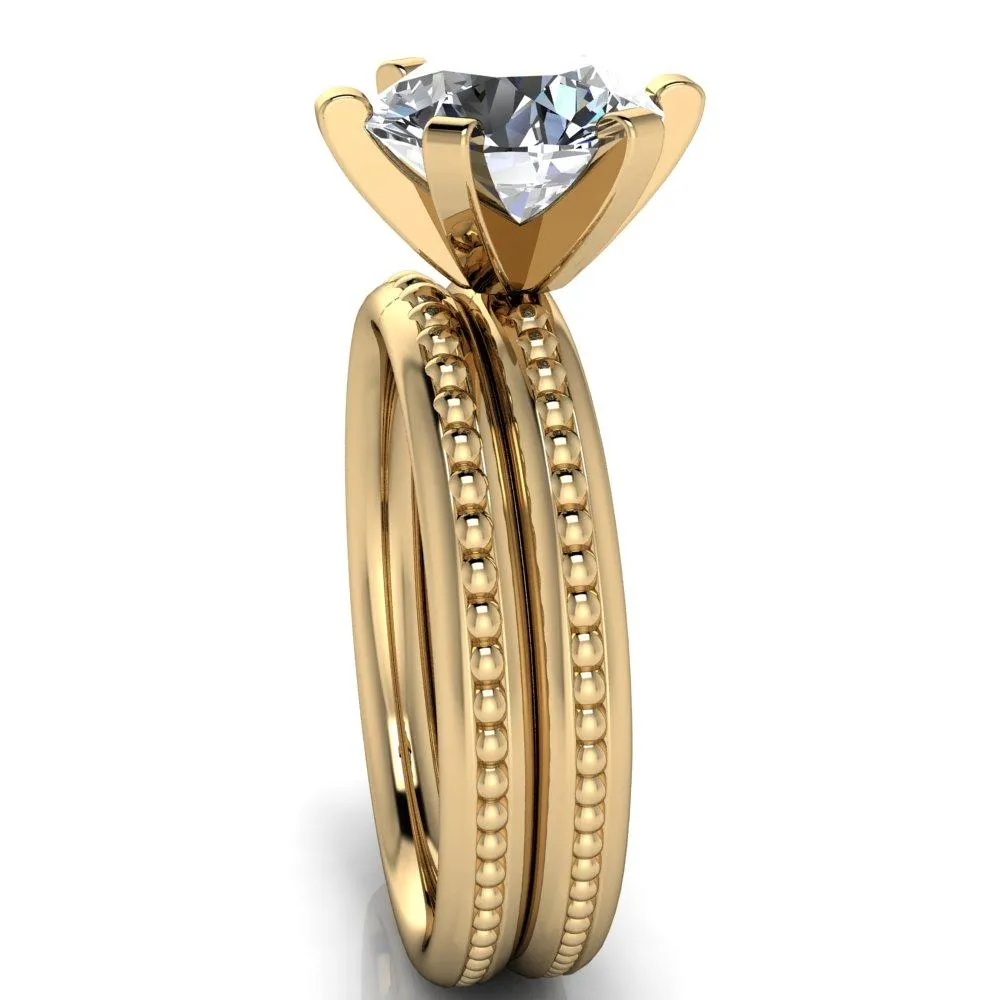Eleonor Round Center Stone Timeless 6 Prong Milgrain Solitaire Ring