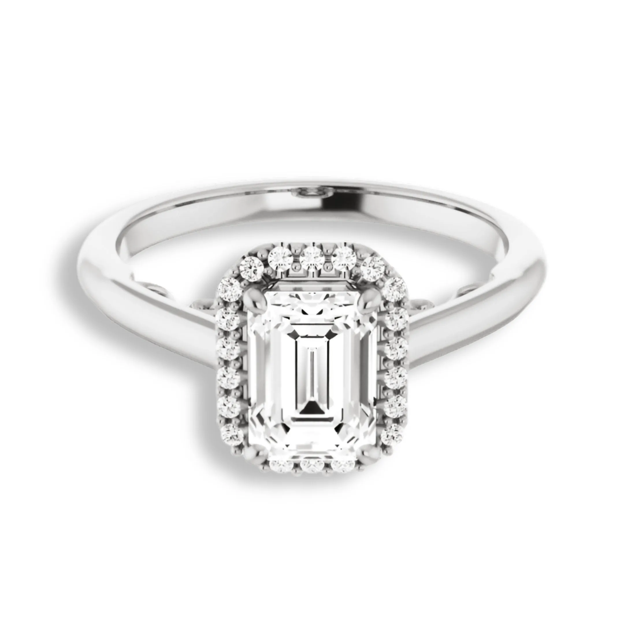 Emerald Cut Diamond Halo Engagement Ring
