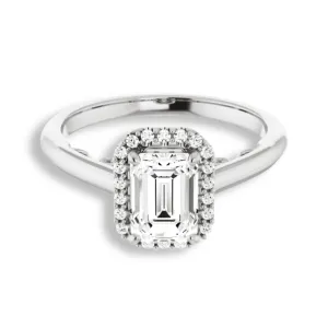 Emerald Cut Diamond Halo Engagement Ring