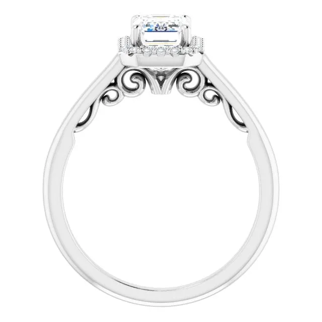 Emerald Cut Diamond Halo Engagement Ring