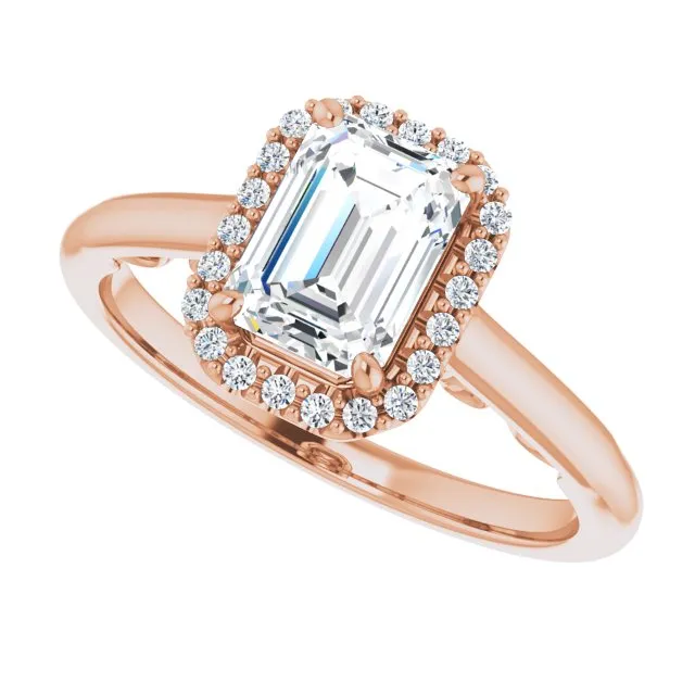 Emerald Cut Diamond Halo Engagement Ring