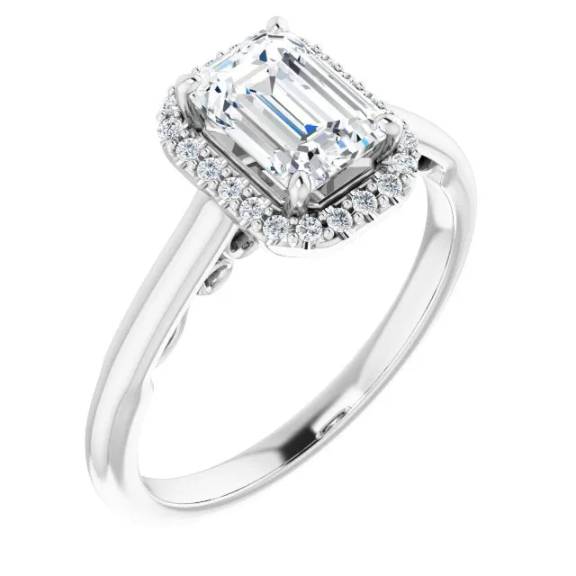 Emerald Cut Diamond Halo Engagement Ring
