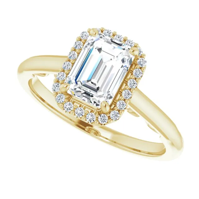Emerald Cut Diamond Halo Engagement Ring