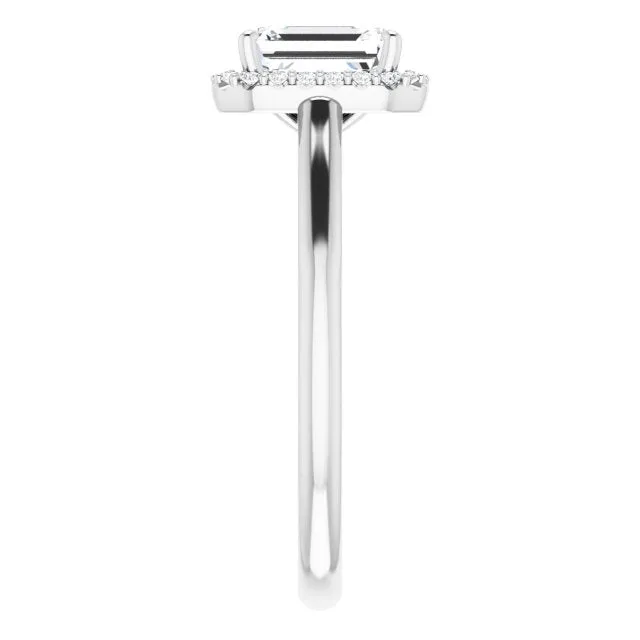 Emerald Cut Diamond Halo Engagement Ring
