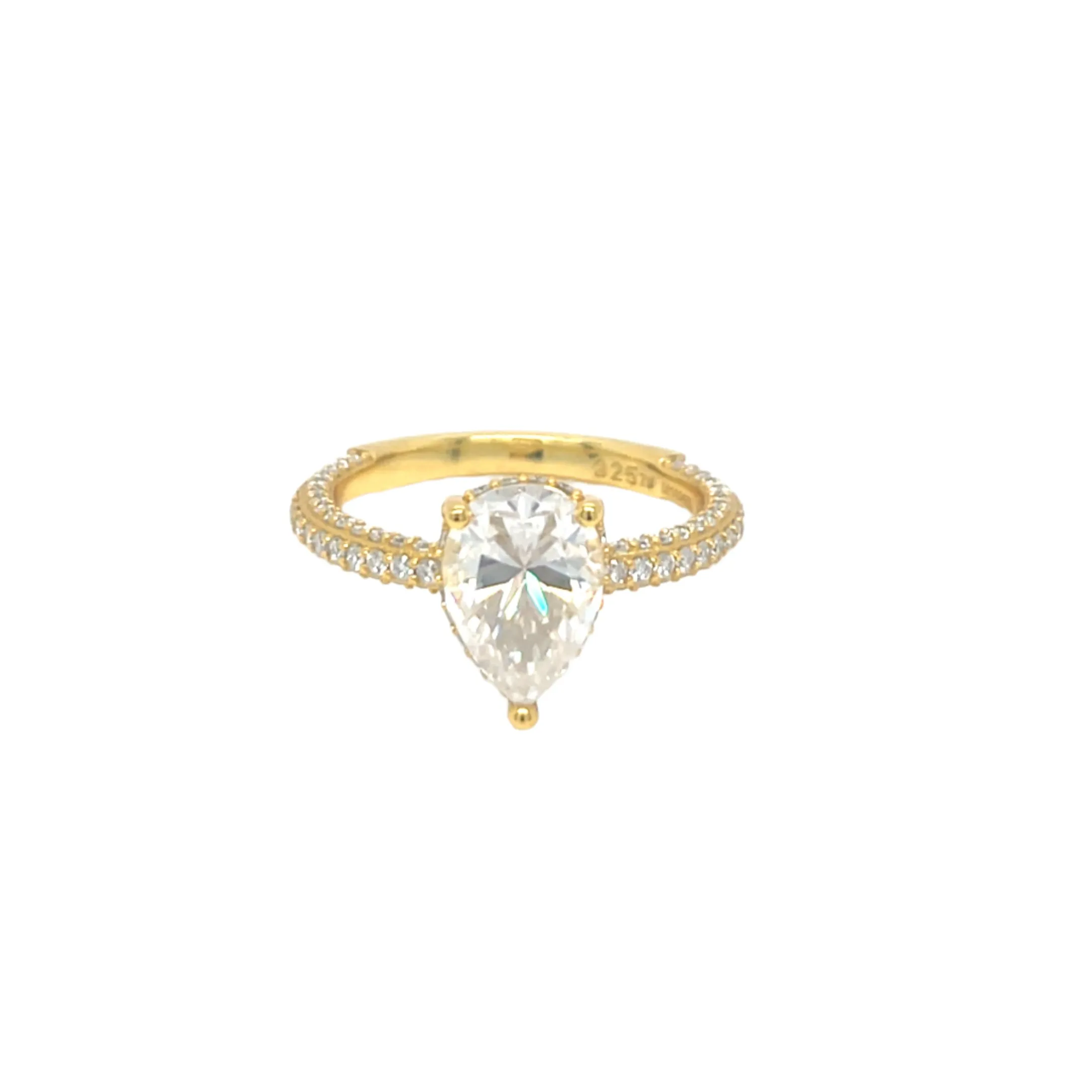 Engagement DropPear Shaped 2.84ct Moissanite 925 Silver Ring - M100159
