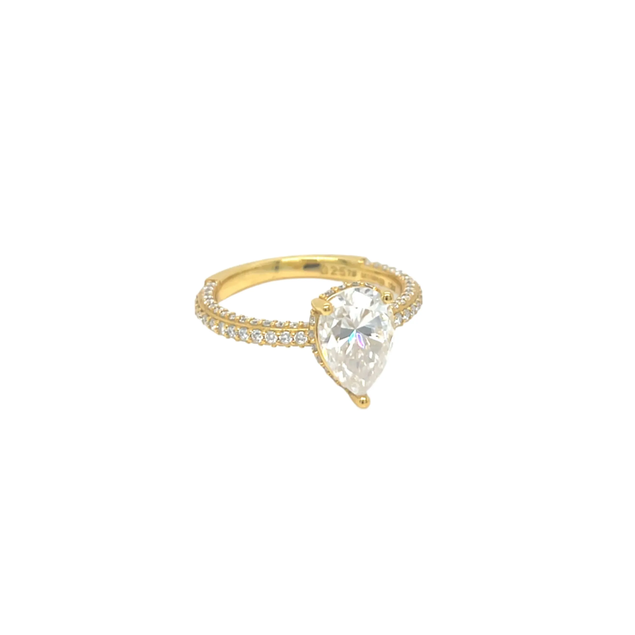 Engagement DropPear Shaped 2.84ct Moissanite 925 Silver Ring - M100159