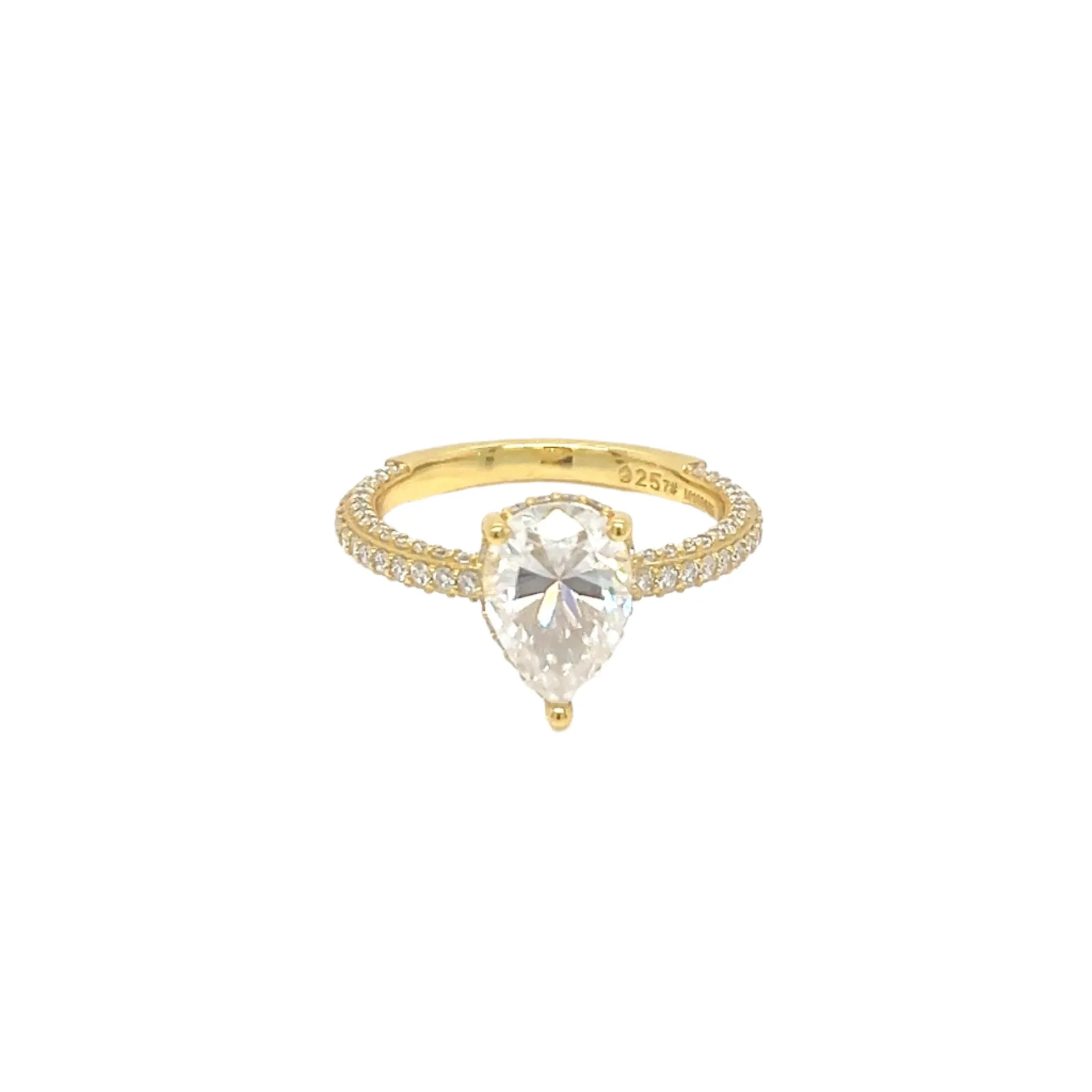 Engagement DropPear Shaped 2.84ct Moissanite 925 Silver Ring - M100159