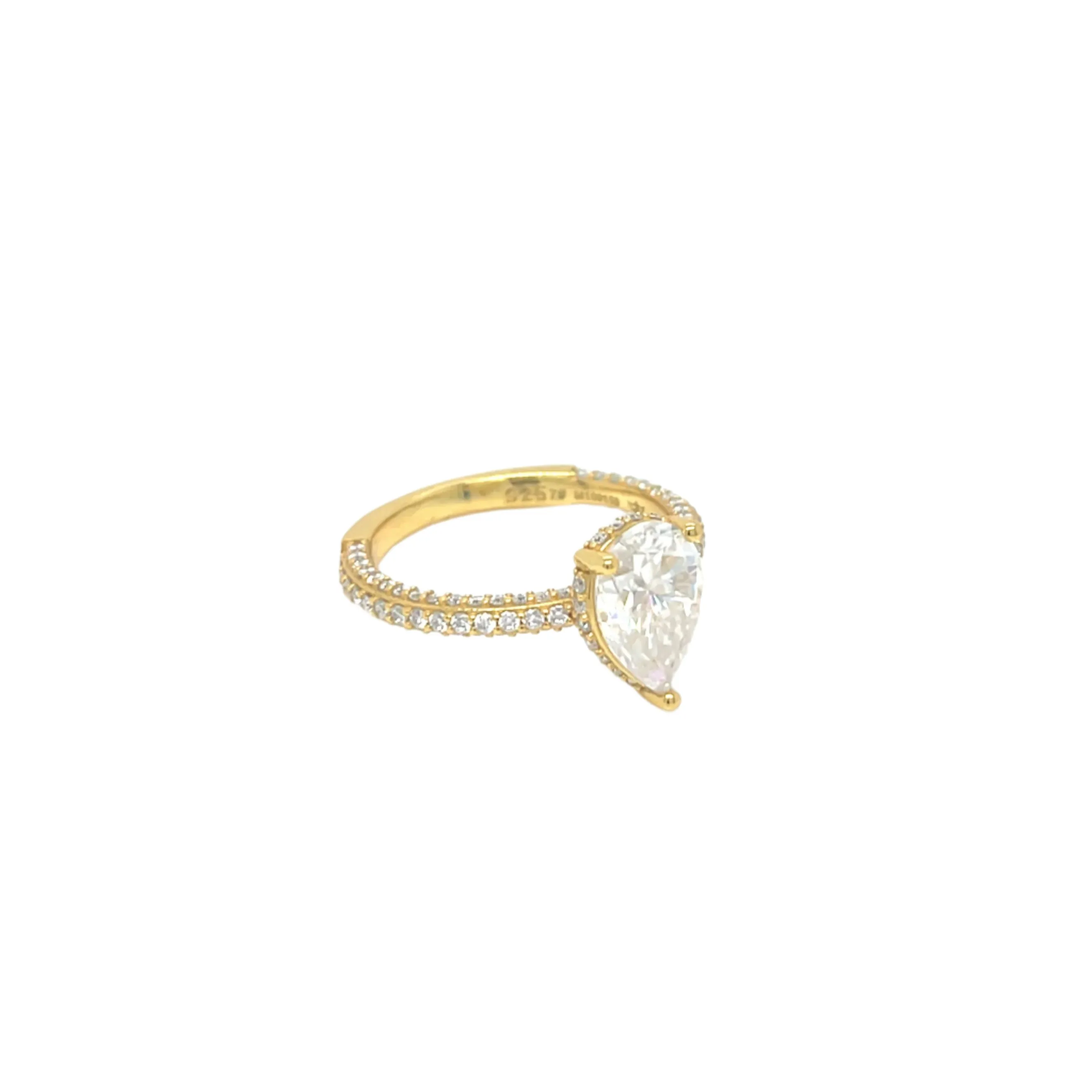 Engagement DropPear Shaped 2.84ct Moissanite 925 Silver Ring - M100159