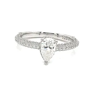 Engagement DropPear Shaped Cubic Zirconia 925 Silver Ring - C100159